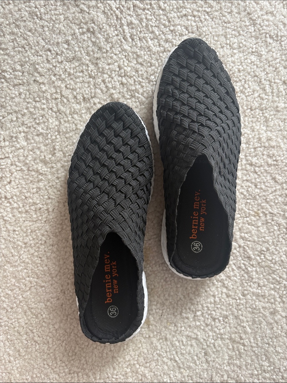 bernie mev. Black Woven Slip-On Sneakers